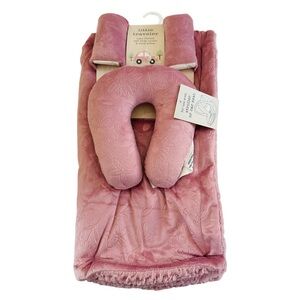 Little Traveler Pink Baby Blanket, Belt Strap Covers & Travel Pillow Set
